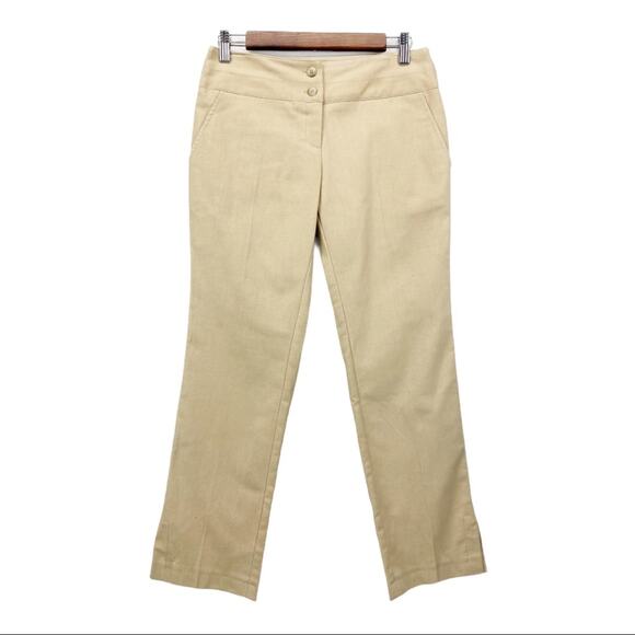 Fashionista 100% Silk Ankle Pants Mid Rise Tan Career Made In USA Women's  2‎ - Picture 1 of 11
